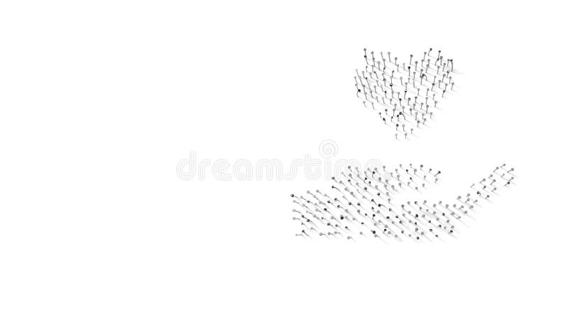 Simbolo di rendering 3d della mano che giudica cuore avvolto nella pellicola d'oro su fondo blu scuro illustrazione di stock