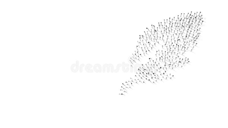 Simbolo di rendering 3d della piuma avvolto nella pellicola d'oro su fondo blu scuro illustrazione vettoriale