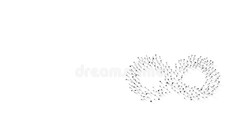 Simbolo di rendering 3d infinito avvolto nella pellicola d'oro su fondo blu scuro illustrazione di stock