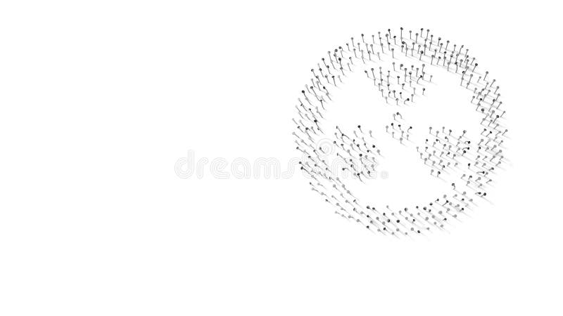 Simbolo di rendering 3d di radiazioni avvolto nella pellicola d'oro su fondo blu scuro illustrazione di stock