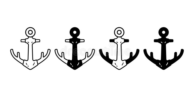 Simbolo di timone del logo del corno dei cervi dell'ancoraggio pirata Esempio nautico di illustrazione semplice grafica illustrazione vettoriale