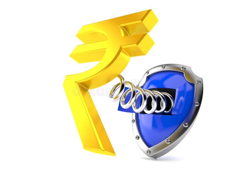 Simbolo di valuta della rupia con lo schermo illustrazione di stock Simbolo di valuta della rupia con lo schermo illustrazione di stock