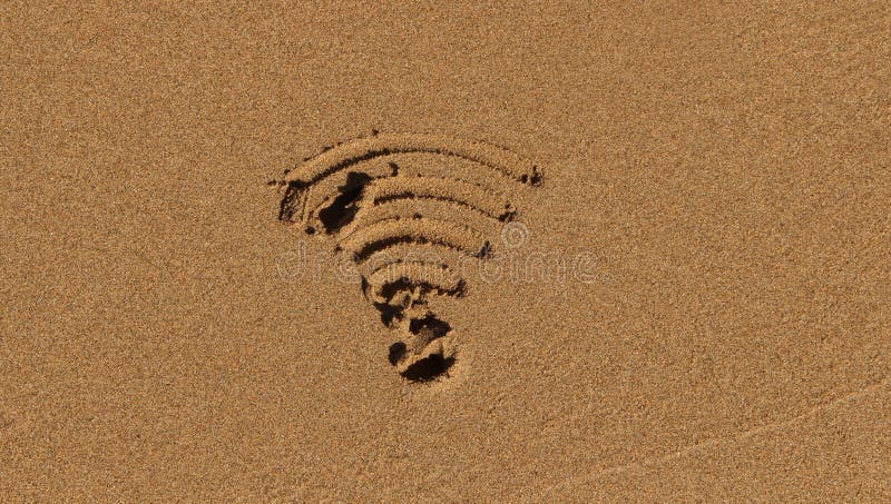 Simbolo di Wi-Fi in sabbia fotografia stock Simbolo di Wi-Fi in sabbia fotografia stock