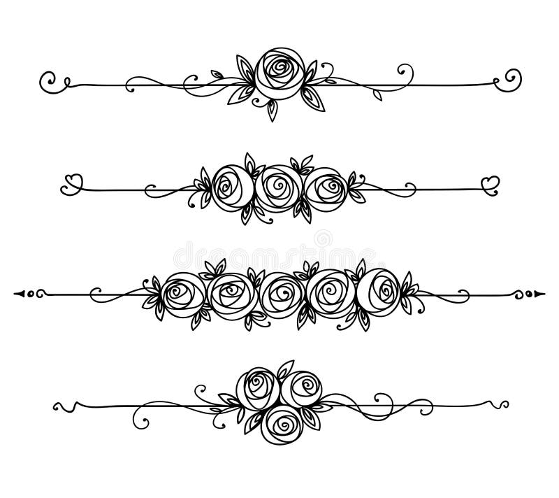 Simbolo elegante Elemento vintage per opere d'arte della linea di decorazione Rosa illustrazione di stock