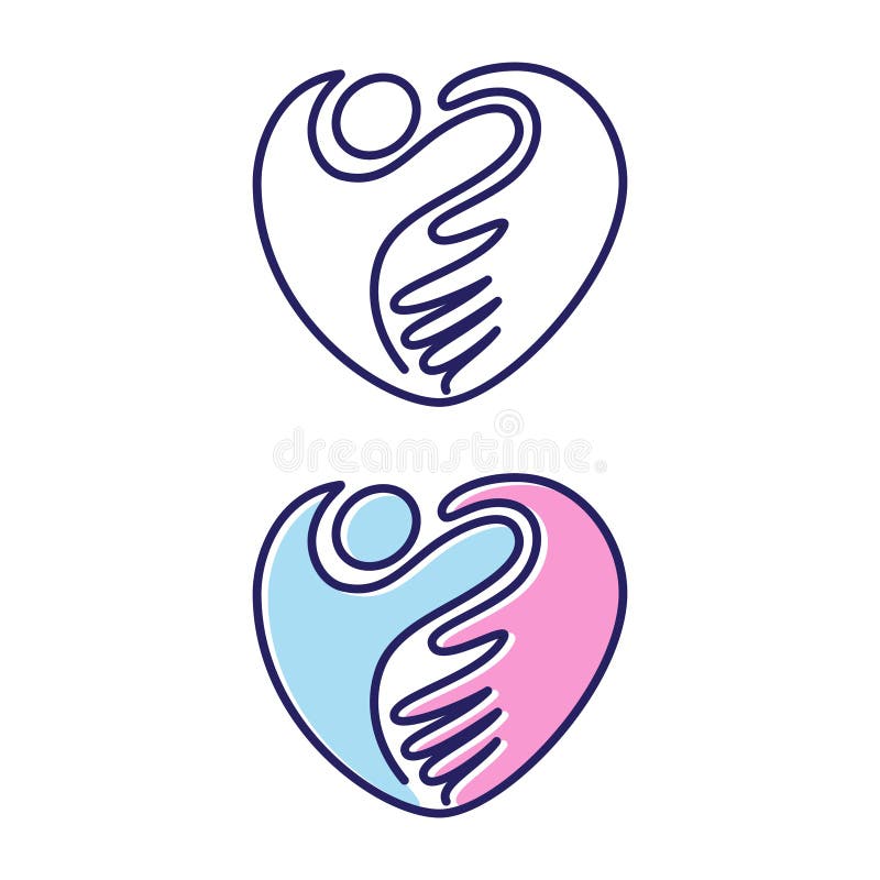 Simbolo a forma di dell'icona di amore della mano amica di vettore nello stile piano illustrazione di stock Simbolo a forma di dell'icona di amore della mano amica di vettore nello stile piano illustrazione di stock