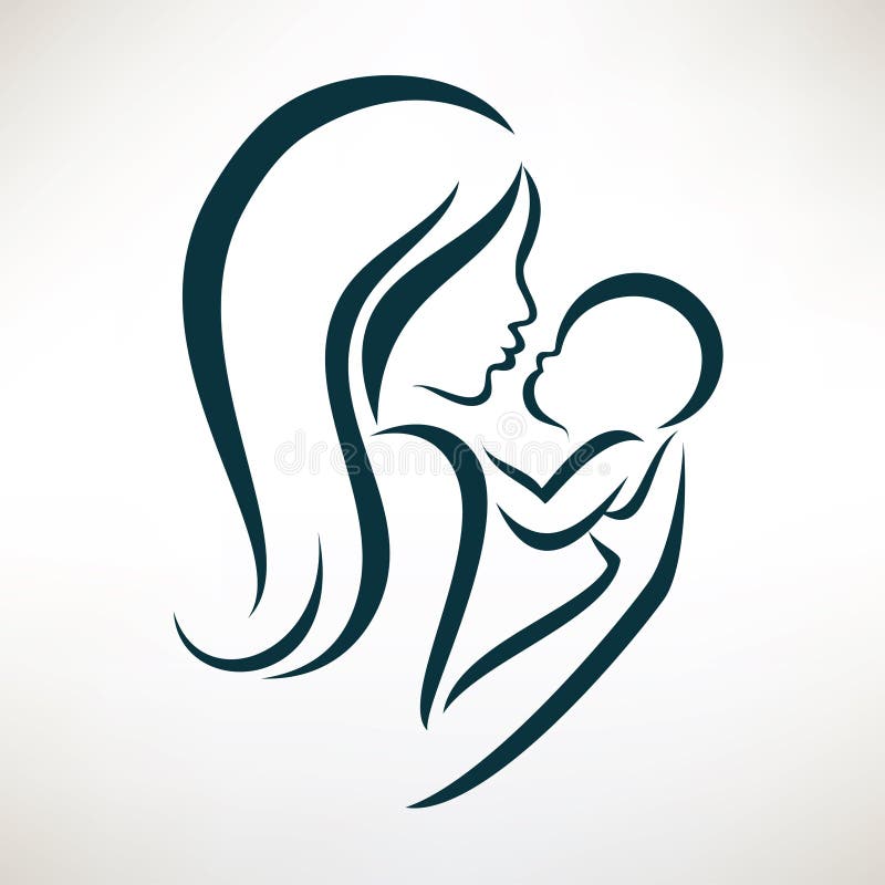 Legame Simbolo Celtico Madre E Figlia Simbolo Stilizzato Di Vettore Del Bambino E Della Mamma Illustrazione