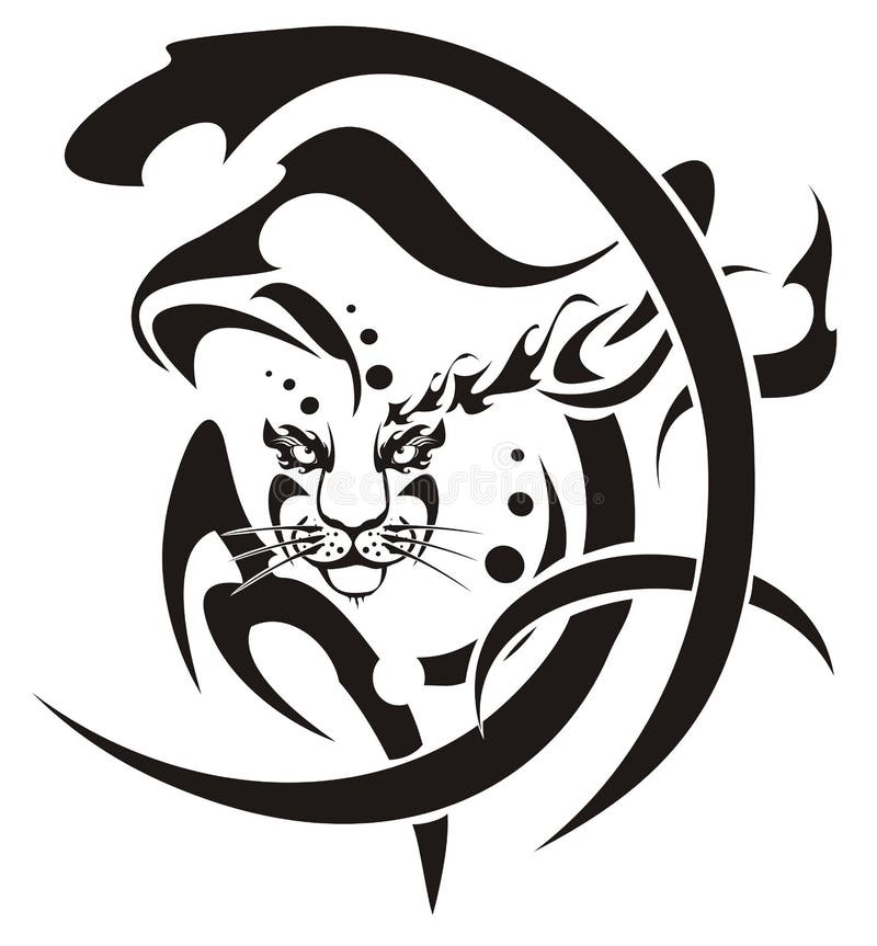 Simbolo tribale della testa del leopardo di neve royalty illustrazione gratis Simbolo tribale della testa del leopardo di neve royalty illustrazione gratis