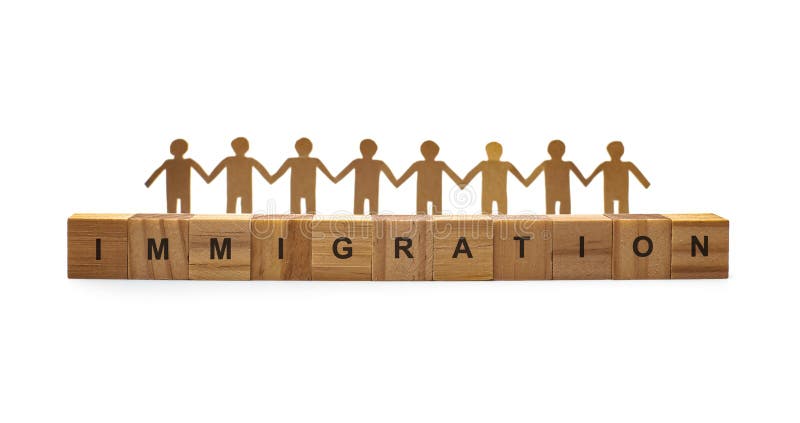 Simbolo umano con la parola di immigrazione immagini stock Simbolo umano con la parola di immigrazione immagini stock