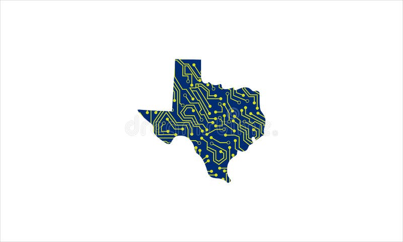 Simbolul grafic pentru emblema grafică a hărții electronice a țării, Texas Circ Technology Map stock illustration