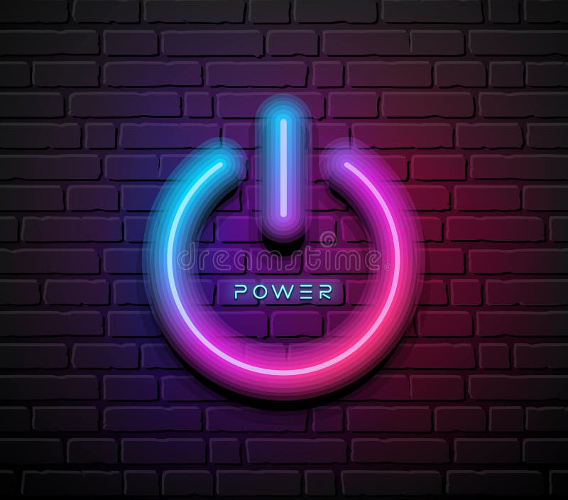 Simbolul privind puterea în modul oprit design-ul luminos pe fundalul negru al blocului pe fundalul negru, eps 10 vector illustration