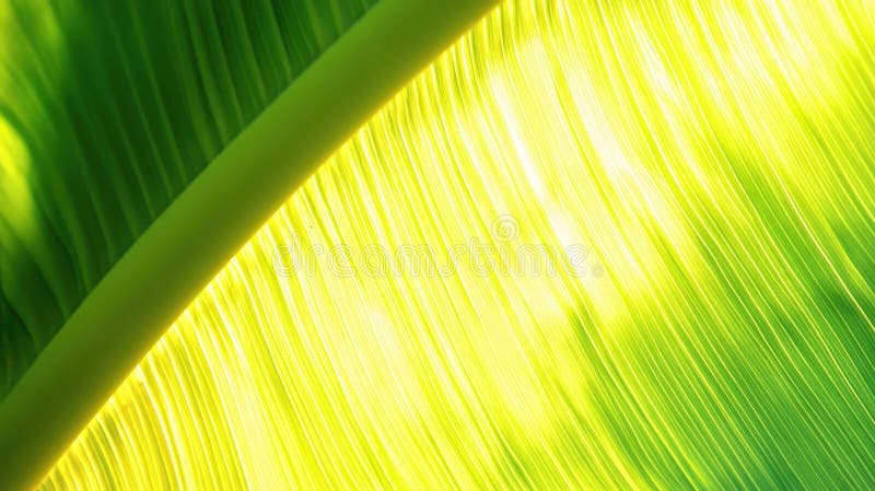 Simfonia Sunlit : Un DisplayUp of a Banana Leafs Veins Illuminated by a Golden Glow stock photo