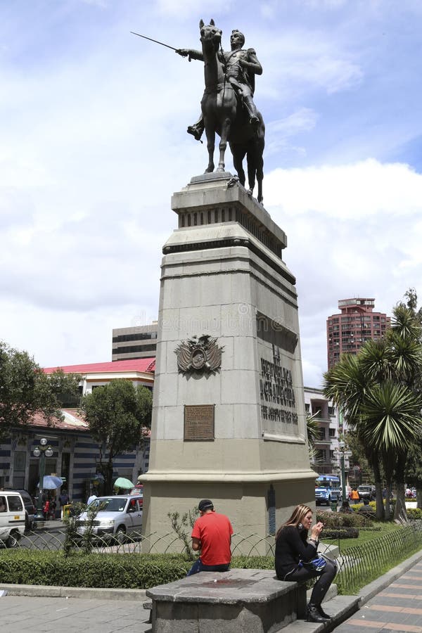 Simon Bolivar Liberator Monument in Prado Street, La Paz Editorial ...