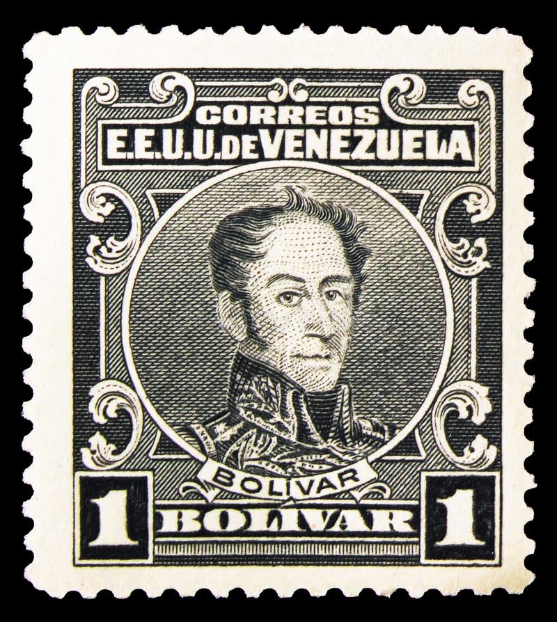 MOSCOW, RUSSIA - OCTOBER 8, 2019: Postage stamp printed in Venezuela shows Simon Bolivar, serie, circa 1915. MOSCOW, RUSSIA - OCTOBER 8, 2019: Postage stamp printed in Venezuela shows Simon Bolivar, serie, circa 1915