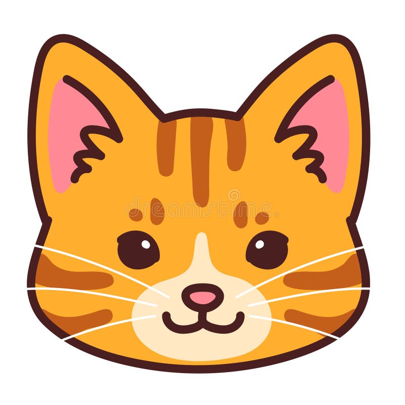 Simple and adorable Orange Tabby cat face outlined