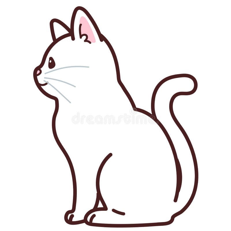 how to draw cat sitting side view