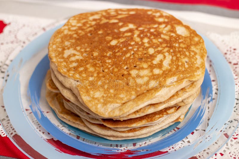 Simple American Style Fluffy Pancakes Stock Image Image of stack