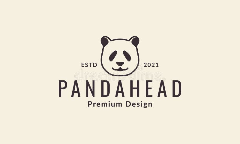 Simple animal head panda smiles logo symbol vector icon illustration design vector illustration