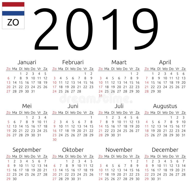Calendar 2019 Irish Monday Stock Vector Illustration of date plain 105443863