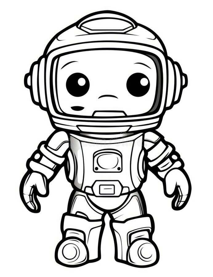Simple Astronaut Coloring Page for Kids with only Basic Outlines a ...