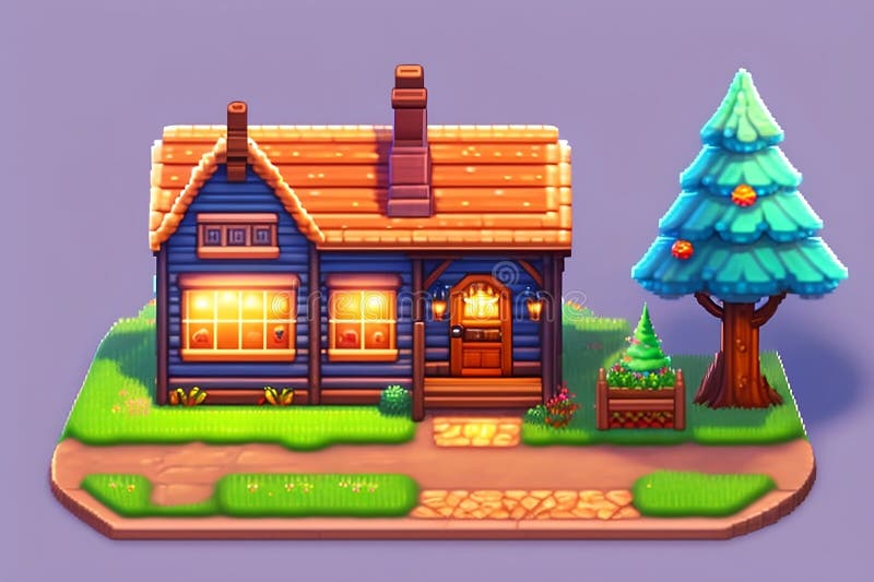 Simple Baker House, Pixel Art Stock Illustration Illustration of font