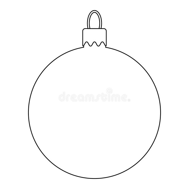 Simple Bauble outline for christmas tree isolated on white background