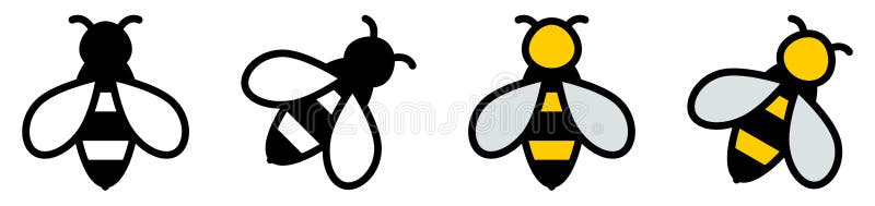 Simple bee icon, black / white and color version