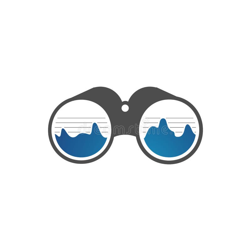 Binoculars Logo, Binocular Icon, Color Set with Long Shadow Stock Vector Illustration of