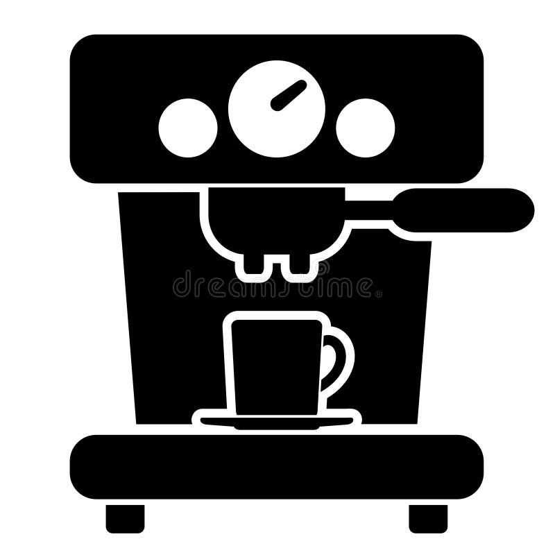 Simple Black Coffee Machine, Drink Maker Vector Icon Isolated on White  Background Stock Vector - Illustration of cafe, simple: 219777302