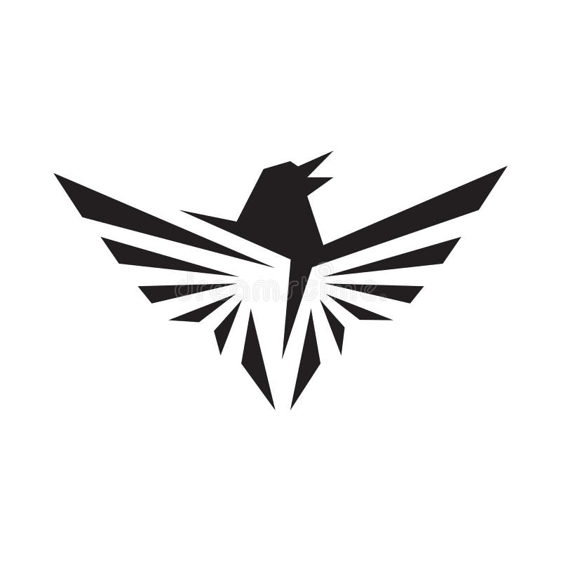 Simple black crow raven logo design vector sign illustrations vector illustration