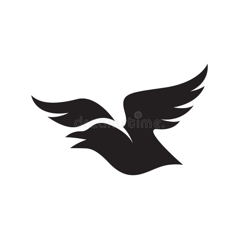 Simple black crow raven logo design vector sign illustrations vector illustration
