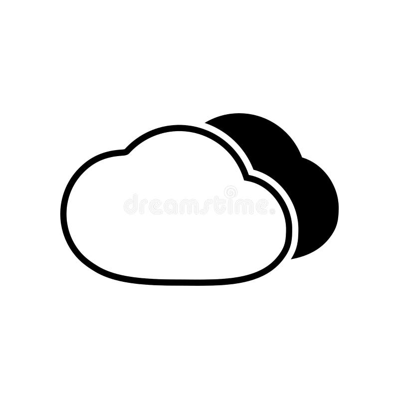 Black flat vector outline cloud icon vector illustration