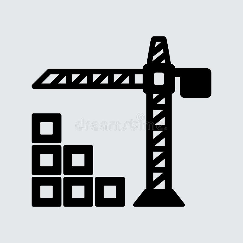 Simple black flat vector tower crane icon royalty free illustration