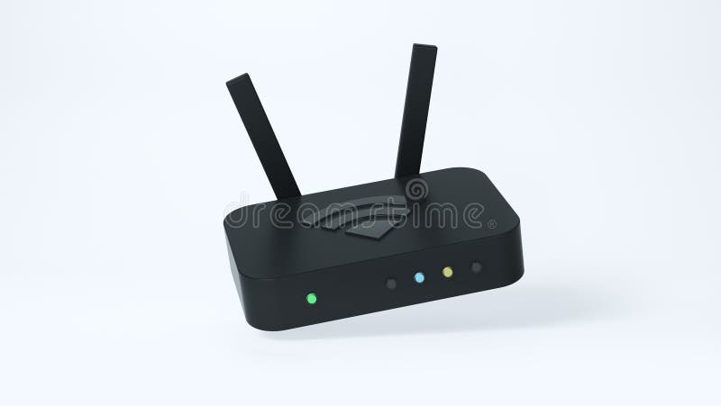 Simple Black Internet WiFi Router with Antennas on Soft Light Studio. royalty free illustration