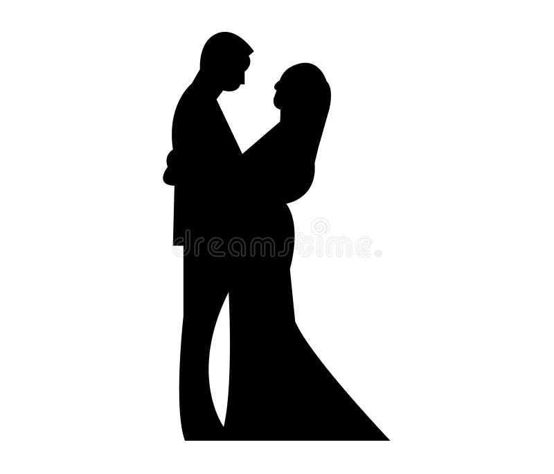 Wedding couple silhouette vector