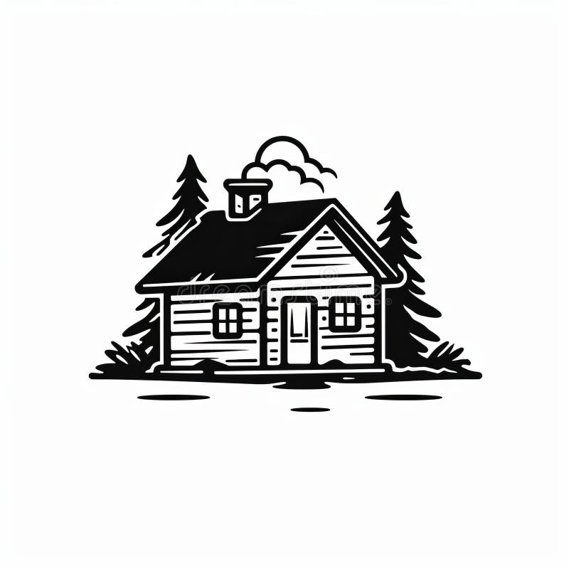 Simple Cabin: Bold Black and White Logo Style Vector Art Stock ...