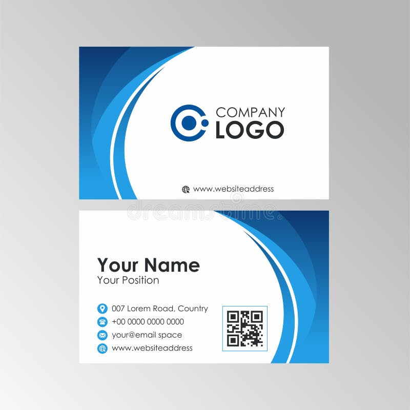 Simple Blue Gradient Wave business card design royalty free illustration