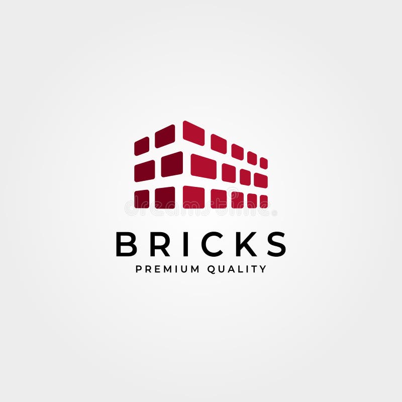 Simple Brick Logo Construction Pattern Vector Illustration Design Stock