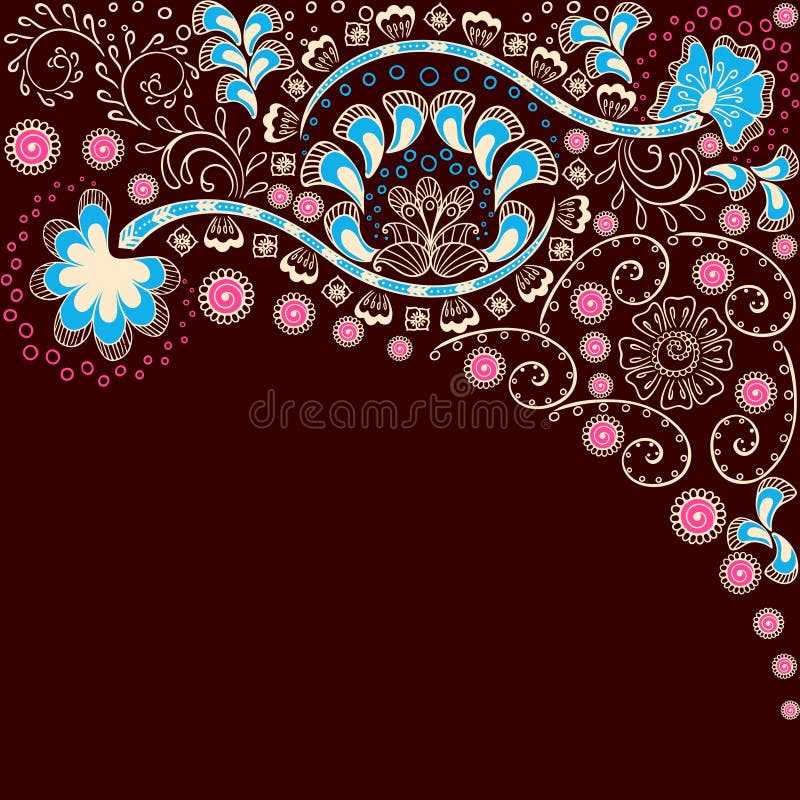 Simple brown background inspired by Indian mehndi. Background with hand drawn designs inspired by Indian henna tattoos. Graphics are grouped and in several vector illustration Simple brown background inspired by Indian mehndi. Background with hand drawn designs inspired by Indian henna tattoos. Graphics are grouped and in several vector illustration