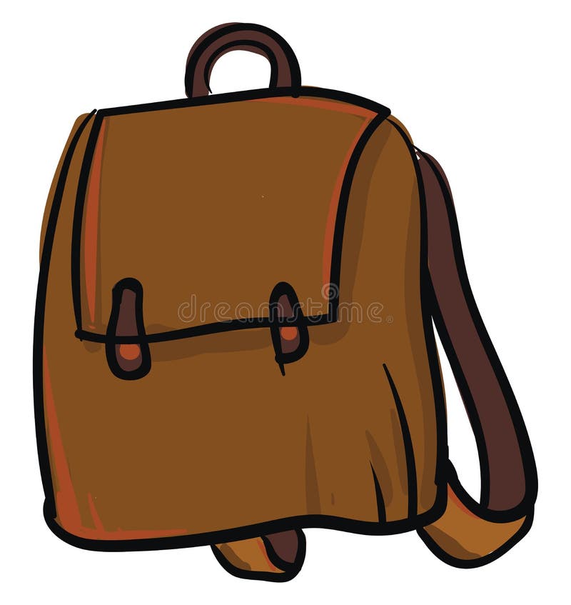 Brown Backpack, Front View of Travel Bag for Backpacking Flat Style