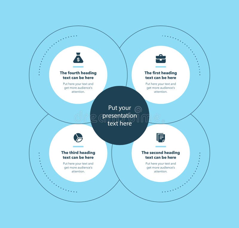 Simple business process template with four stages - blue version royalty free illustration