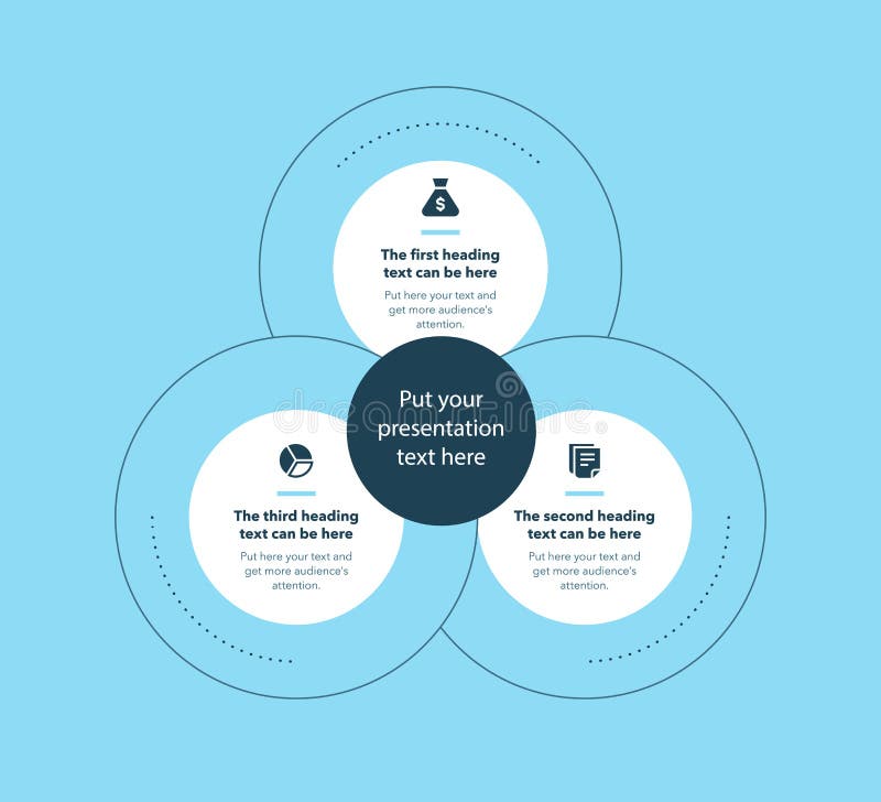 Simple business process template with three stages - blue version stock illustration