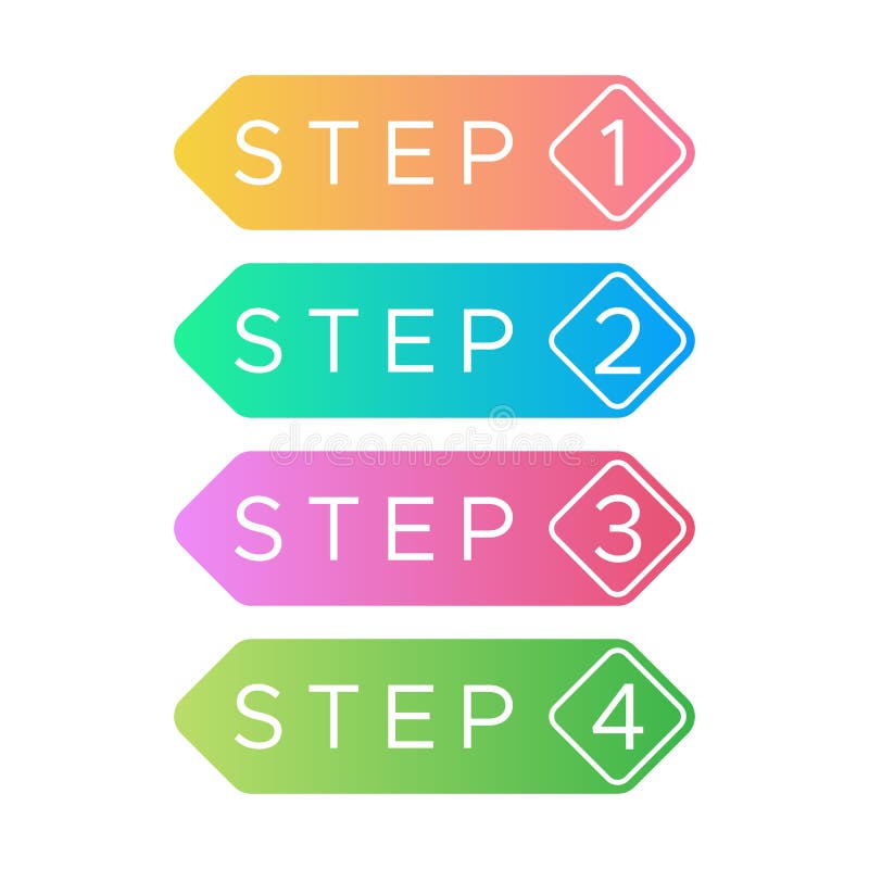 Simple button step 1 to 4 full color vector illustration