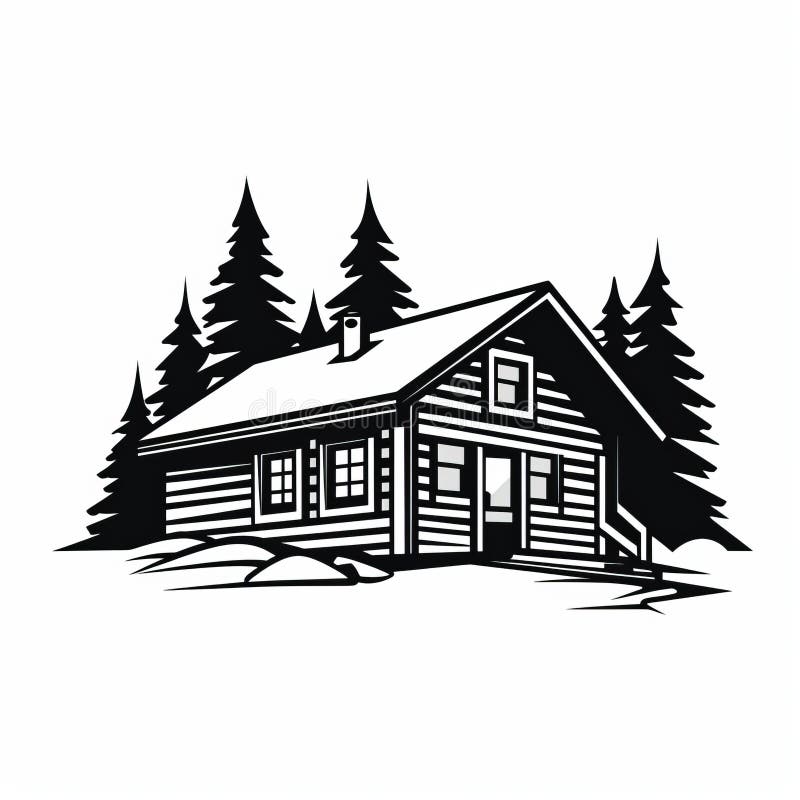 Simple Cabin House Vector Illustration - Clean Logo Style Art Stock ...