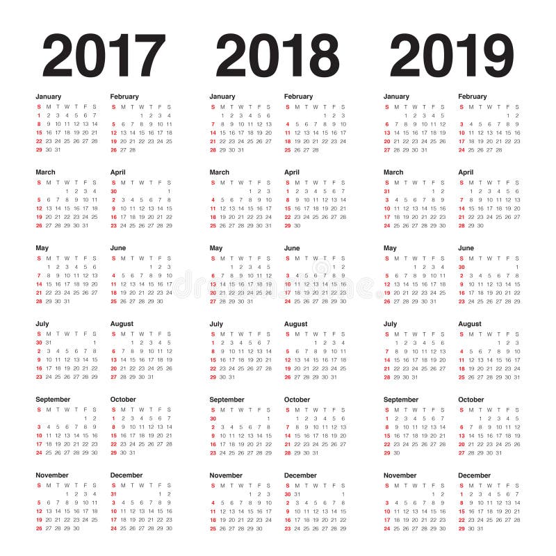 Simple Calendar Template For 17 To 21 Stock Vector Illustration Of Vector Clean