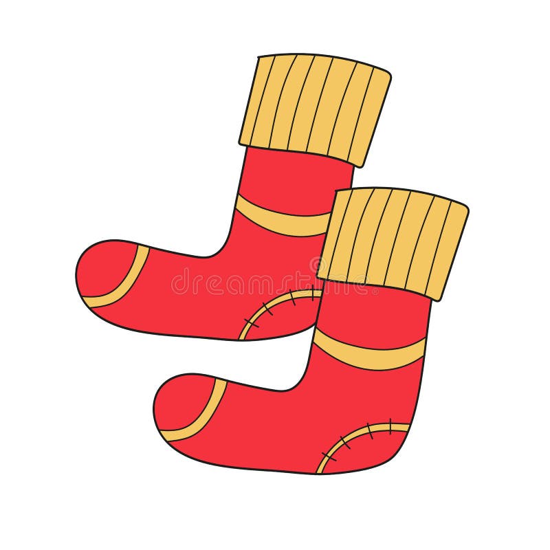 Simple Cartoon Icon. Image for Children, Warm Knee Socks. Red and ...