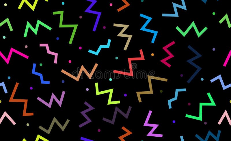 Simple childish hand drawn seamless pattern. Random colorful scribble backdrop with swirls, bundles and dots. Fun colorful stock illustration