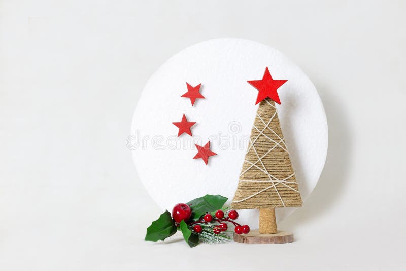 Homemade Christmas crafts made from red and white felt sheets