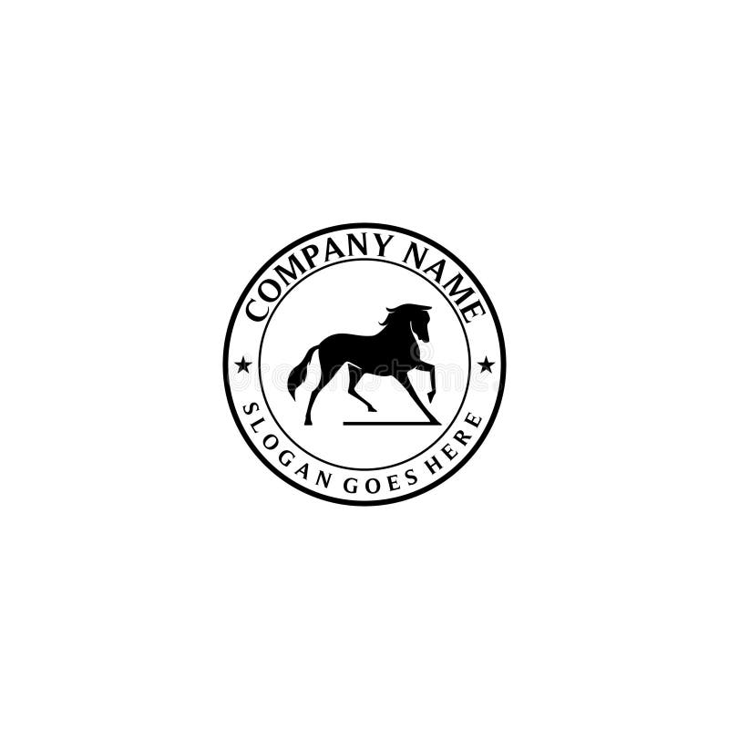 Circle Ranch Horse Logo with Natural Leaf Design Vector Template Stock ...