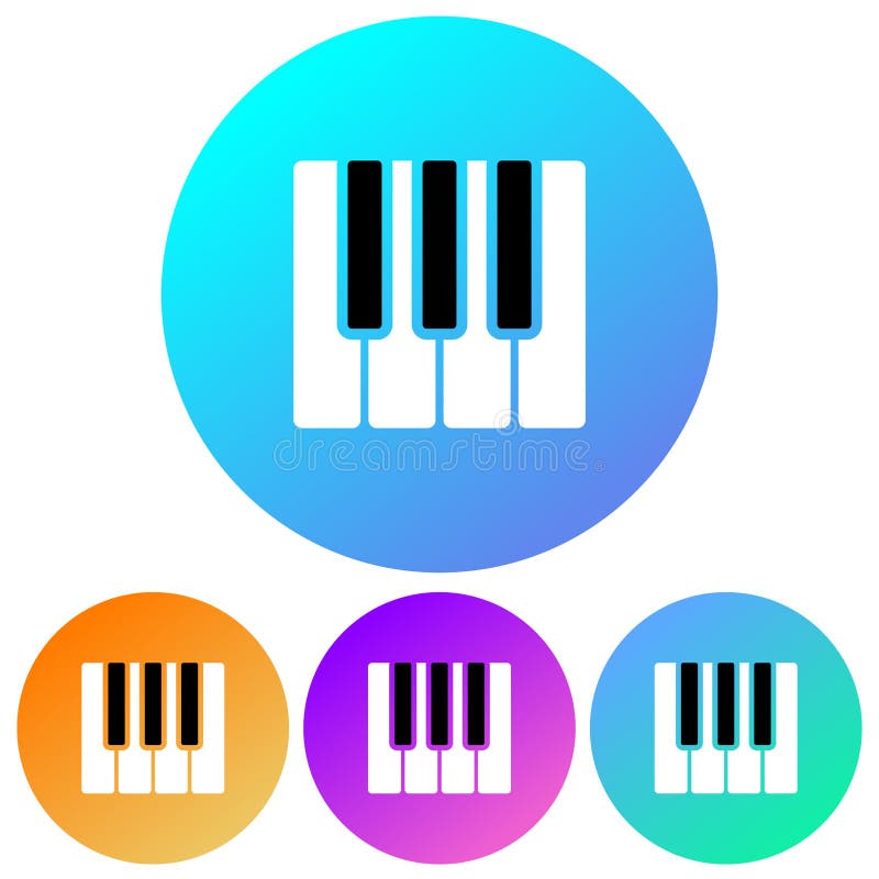 Simple, circular, gradient piano keys icon. Four color variations royalty free illustration Simple, circular, gradient piano keys icon. Four color variations royalty free illustration