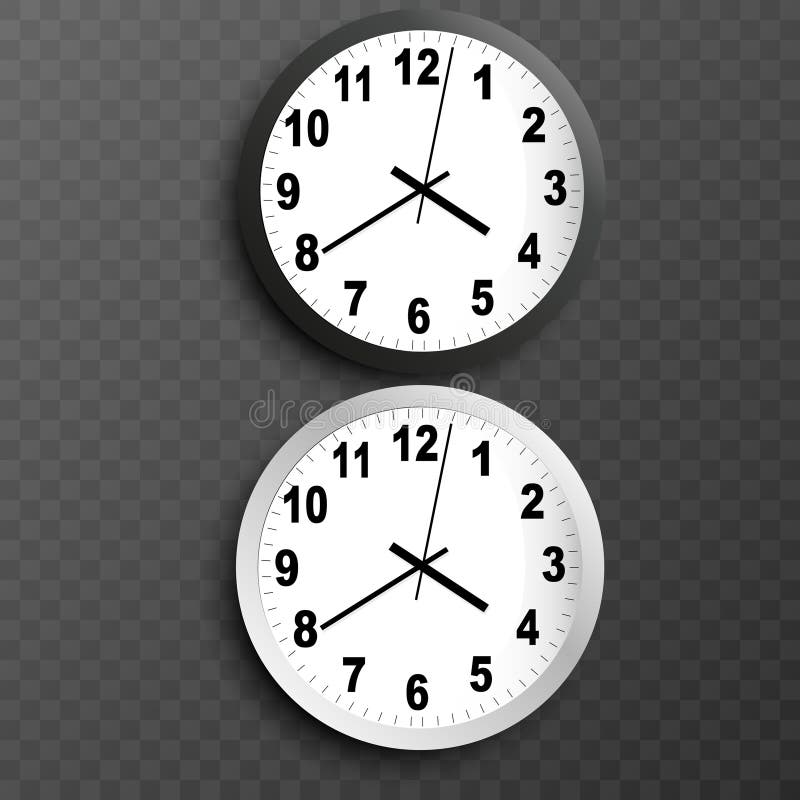 Simple classic realistic black and white wall clock. vector illustration